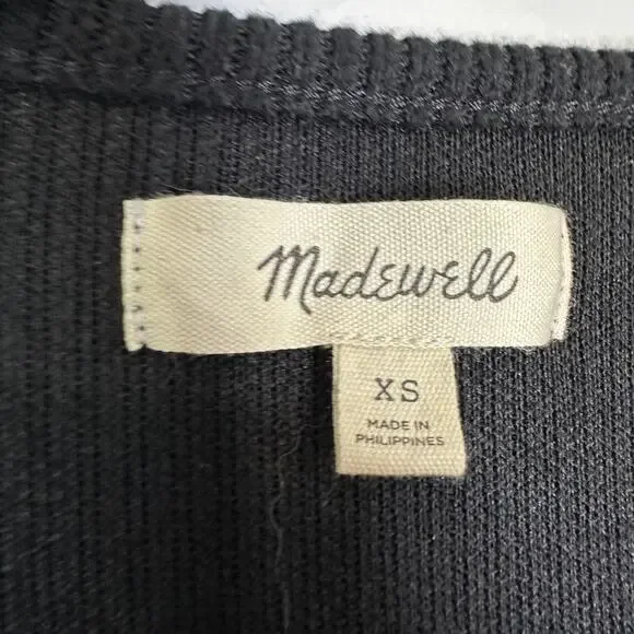 Madewell Ribbed Knit Wrap Mini Dress in black #NI685 Size XS - Picture 4 of 8